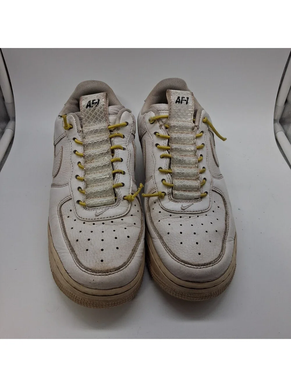 Nike Air Force 1 07 Lux White Reflective Womens 8 898889-104 Chrome Yellow